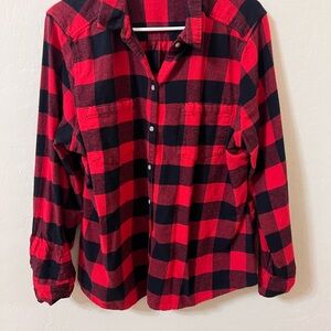 Croft & Barrow Red and Black Plaid Shirt